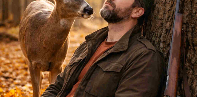 Avcı uyudu… yavru geyiğin yaptığı onu şoke etti.